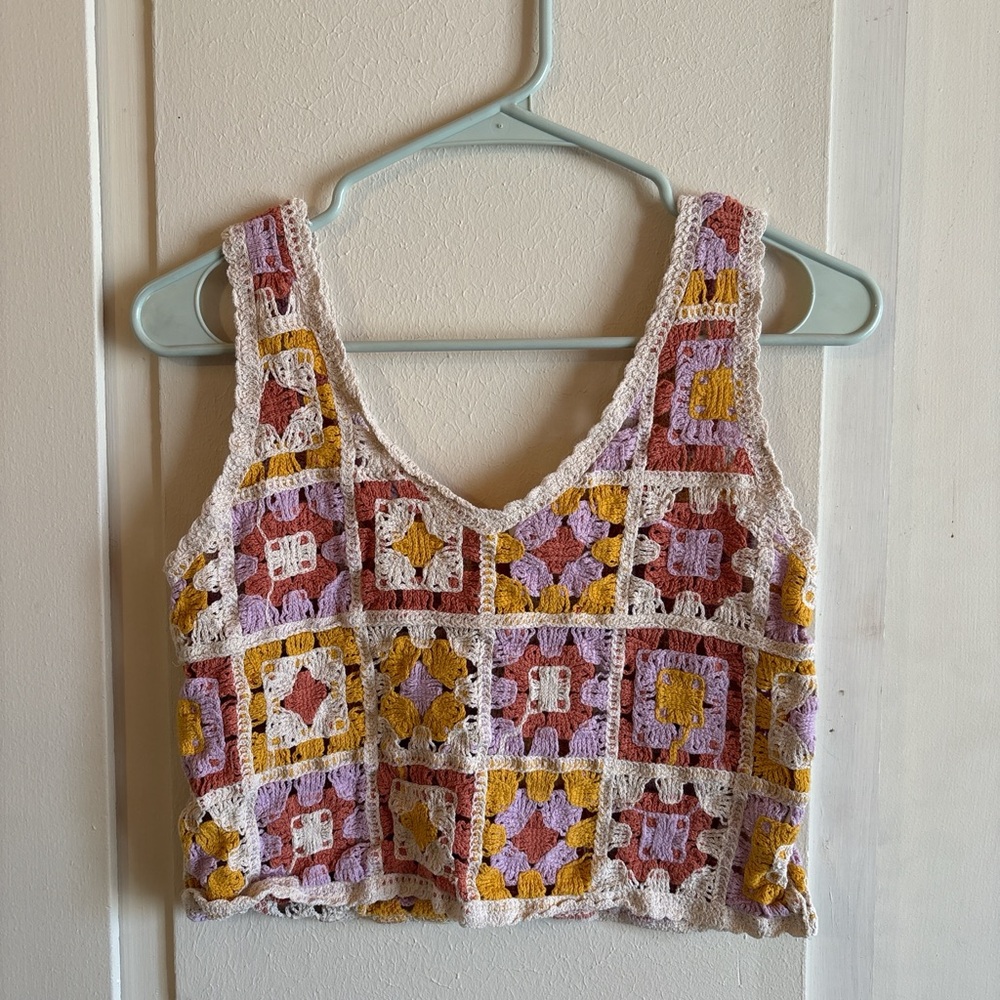 Rebellion Multicolor Crochet Crop Top